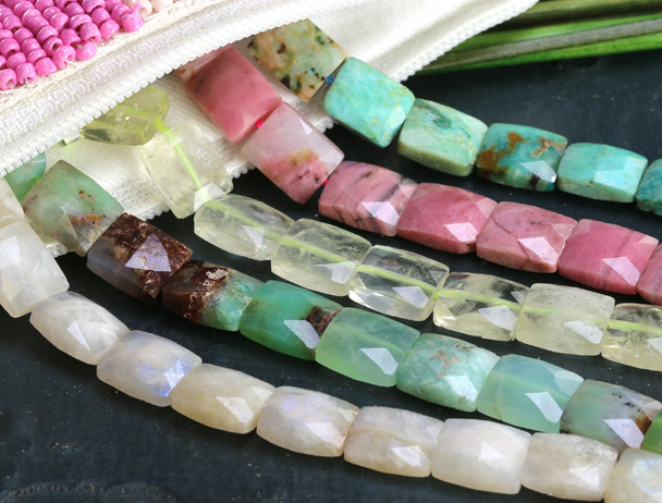 gemstone microfaceted rectangle beads