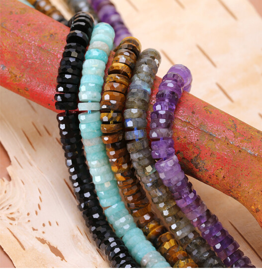 Microfaceted Heishi Gemstones