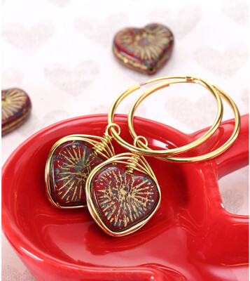 Czech Glass Heart Earrings