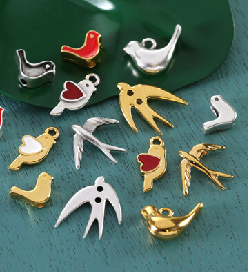 Enamel bird beads & focals