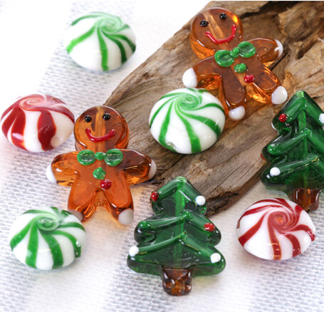 Christmas Lampwork Beads