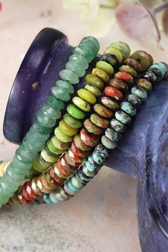 Gemstone faceted rondelle spacers