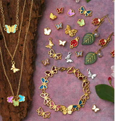 Enamel butterfly beads and charms