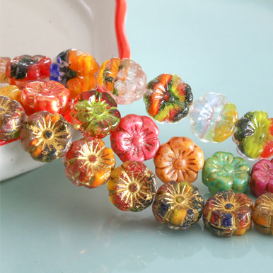 Czech glass hibiscus beads