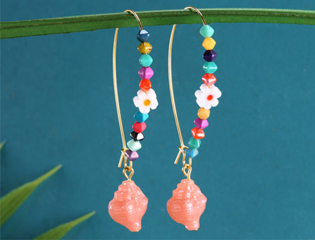 Czech glass and millefiori beaded earrings