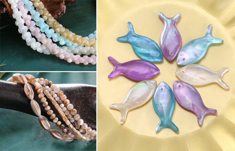 resin fish and shell beads