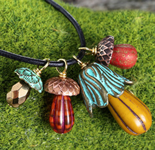 Bead cap mushrooms pendants