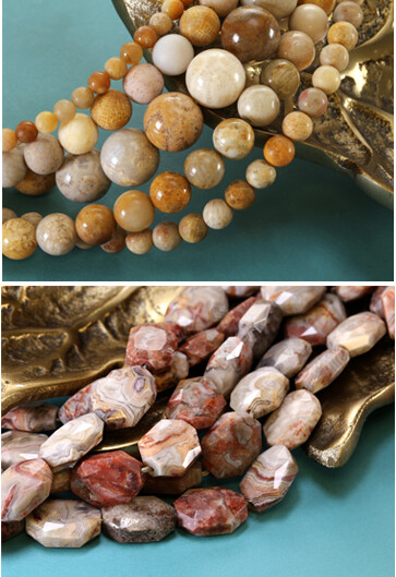 Indonesian Fossil Jasper and Laguna Lace gemstones
