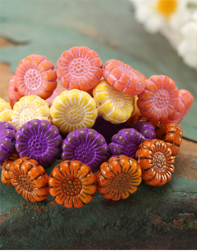 Czech Glass Sunflowers