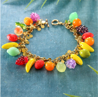 Czech glass fruit charm bracelet