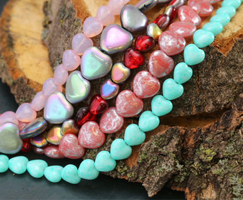 Czech glass hearts