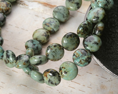 African Turquoise Puff Coin 10mm