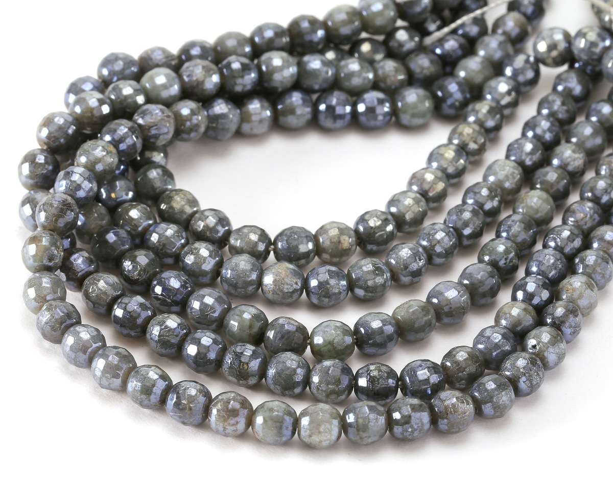 Labradorite w/ Silver Luster Faceted Round 5.5-6mm
