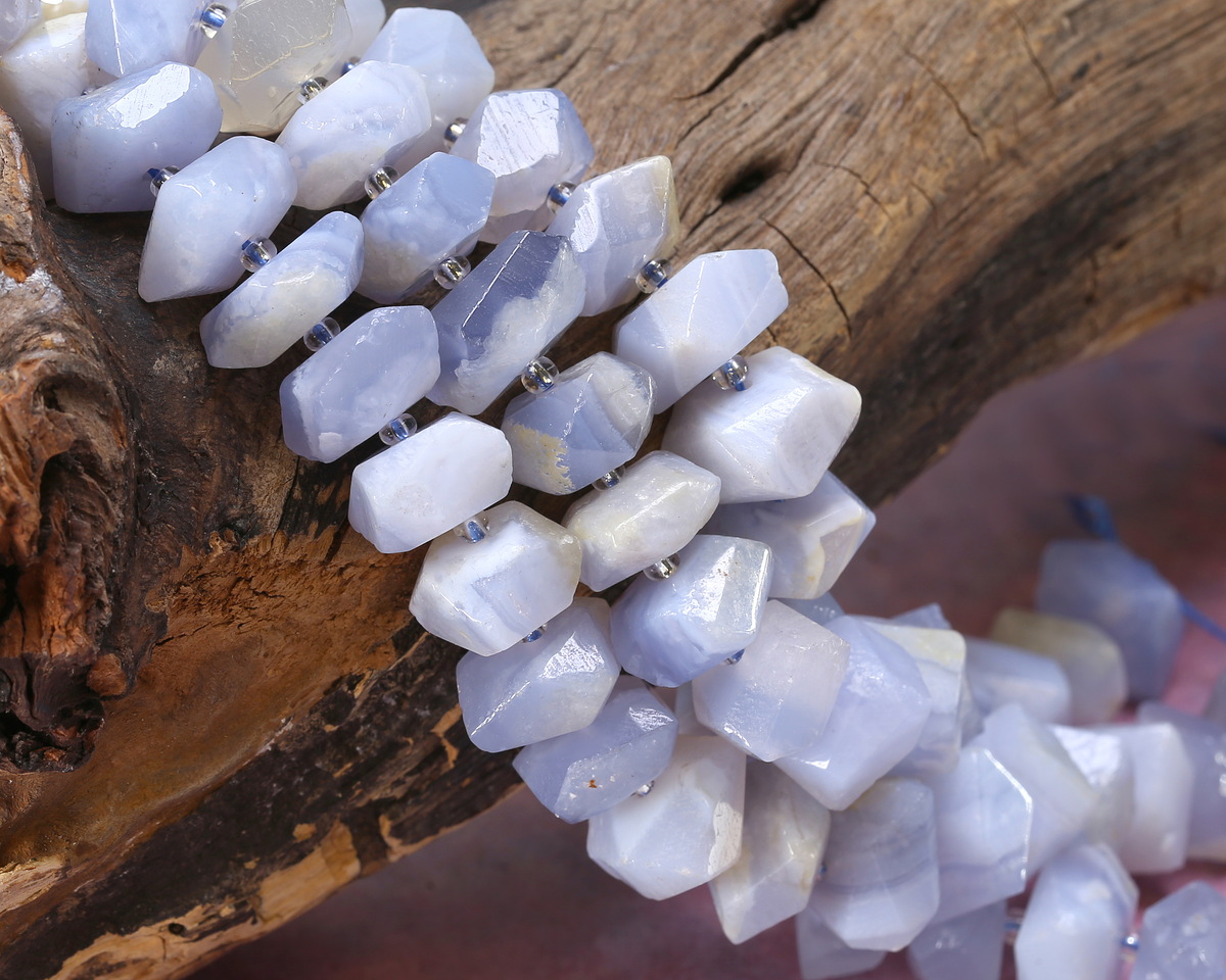 Blue Chalcedony Simple Cut Nugget (Side Drill) 8x12-13mm