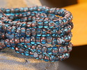 Czech Glass Matte Capri Blue w/ Antique Copper Trica Beads 3x4mm