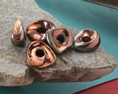 Mykonos Ceramic Iridescent Copper Patina Nugget Spacer 18-20mm