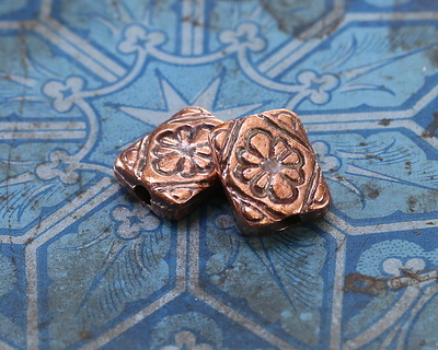 Mykonos Antique Copper (plated) Floral Ornate Rectangle 11x9.5mm