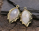 Blue Moonstone Faceted Puff Leaf Focal w/ Gold Finish 14x22mm
