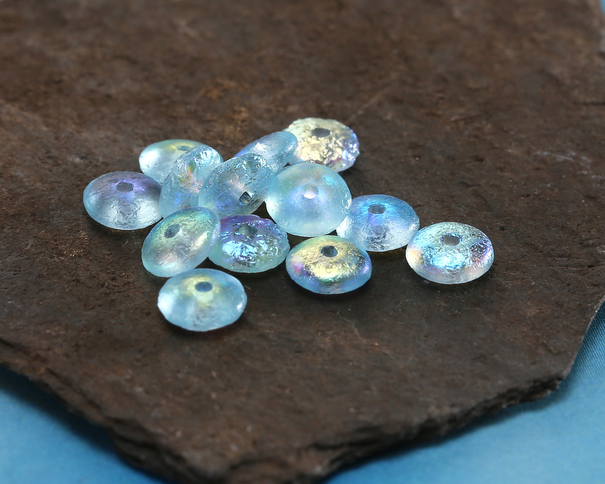 Czech Glass Textured Aquamarine AB Spacer 2x6mm