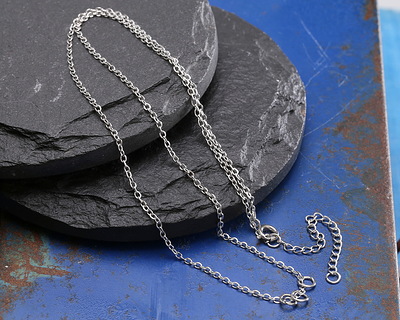 Stainless Steel Delicate Cable Chain, 18" Finished w/ 3 jump rings & 2" extender, 2.25x1.75mm links