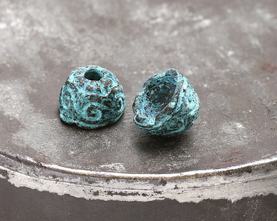 Mykonos Copper (plated) Patina Swirly Bead Cap 11mm