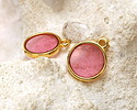 24K Gold (Plated) Transparent Rose Resin Round Focal 12x14mm