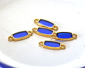 24K Gold (Plated) Transparent Cobalt Blue Resin Rectangle Focal Link 16x6mm