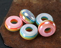 Pastel Rainbow Banded Resin Large-Hole Rondelle 8x14mm