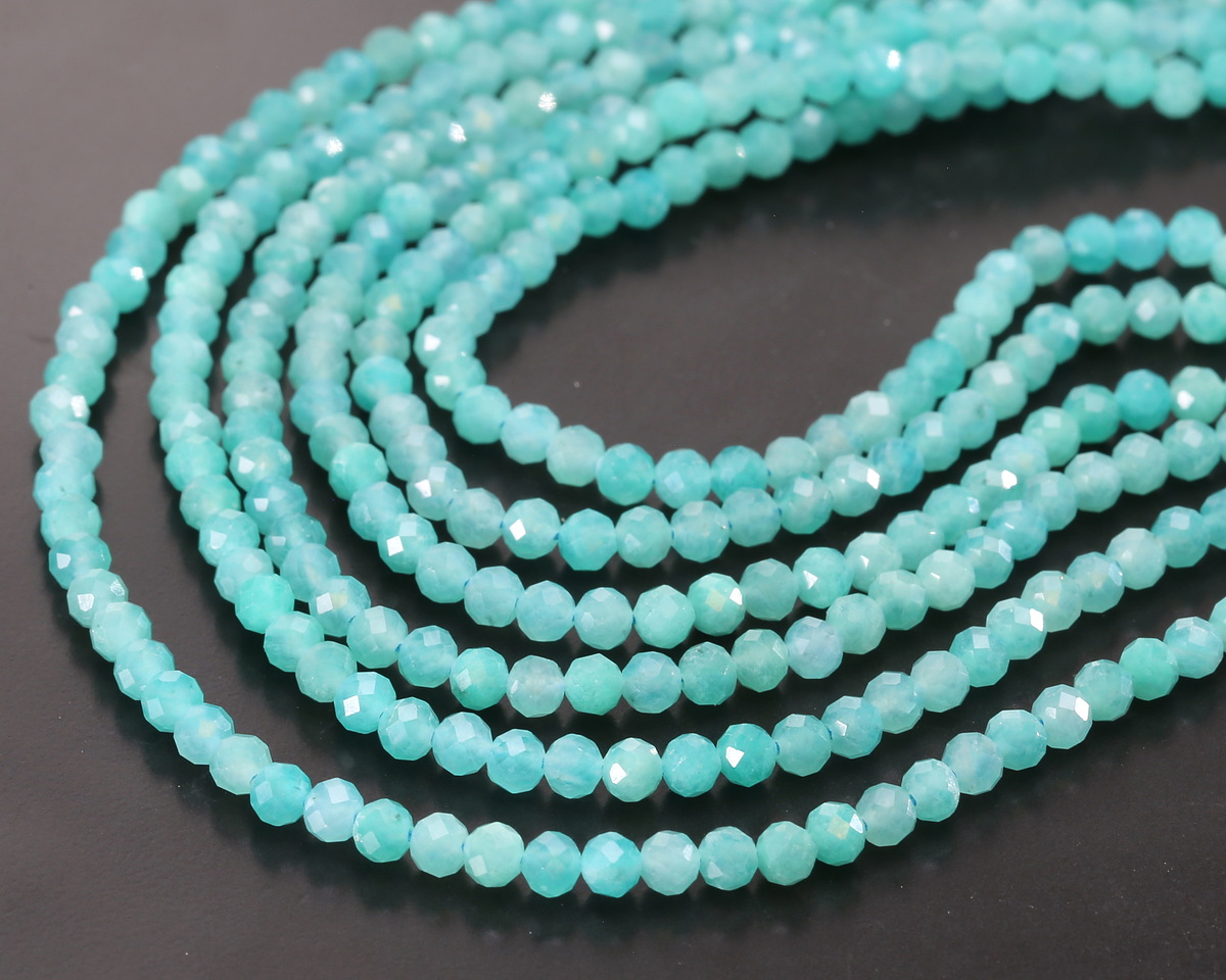 Peruvian Amazonite (AAA) Diamond Cut Faceted Round 3-3.5mm