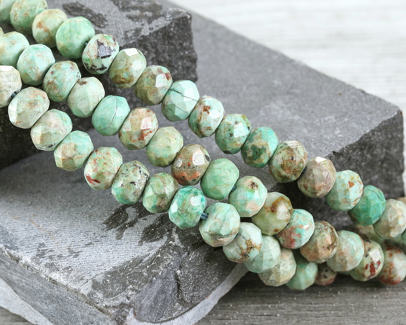 Peruvian Turquoise (A) Microfaceted Rondelle 5x8mm