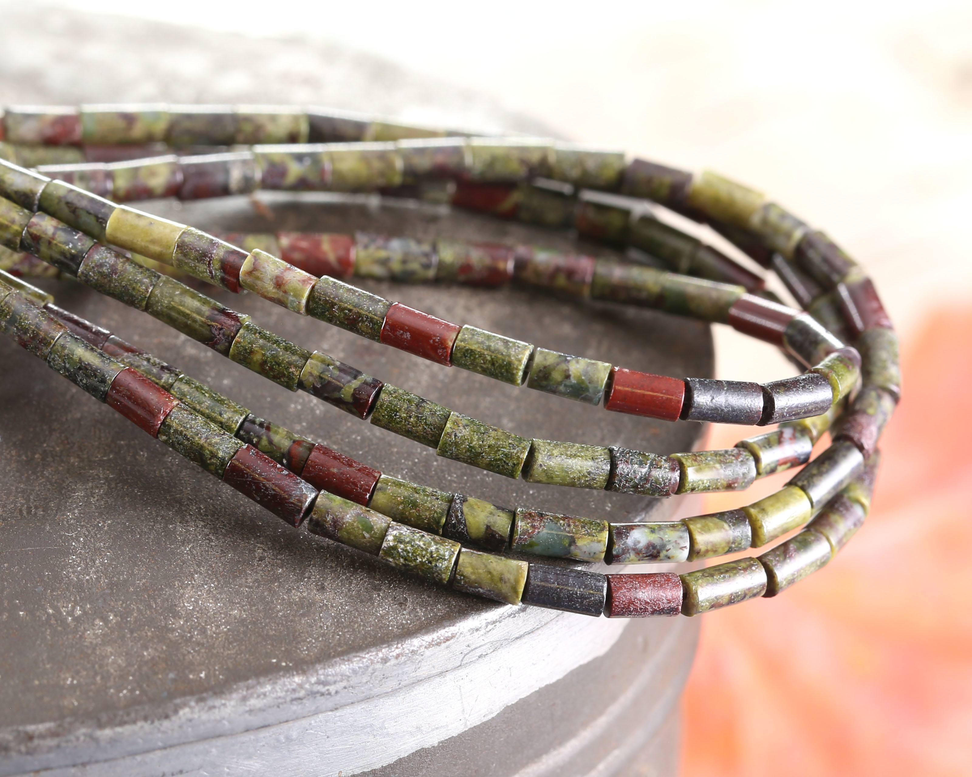 Dragon Blood Jasper Tiny Tube 4x2mm