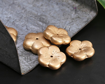 Czech Glass Matte Gold Flower 14mm