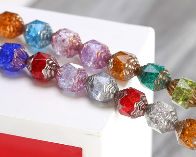 Czech Glass Transparent Mixed Colors/Shapes/Finishes Crackle Turbine 10x8mm