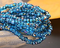 Czech Glass Capri Blue w/ Metallic Rainbow Trica Beads 3x4mm