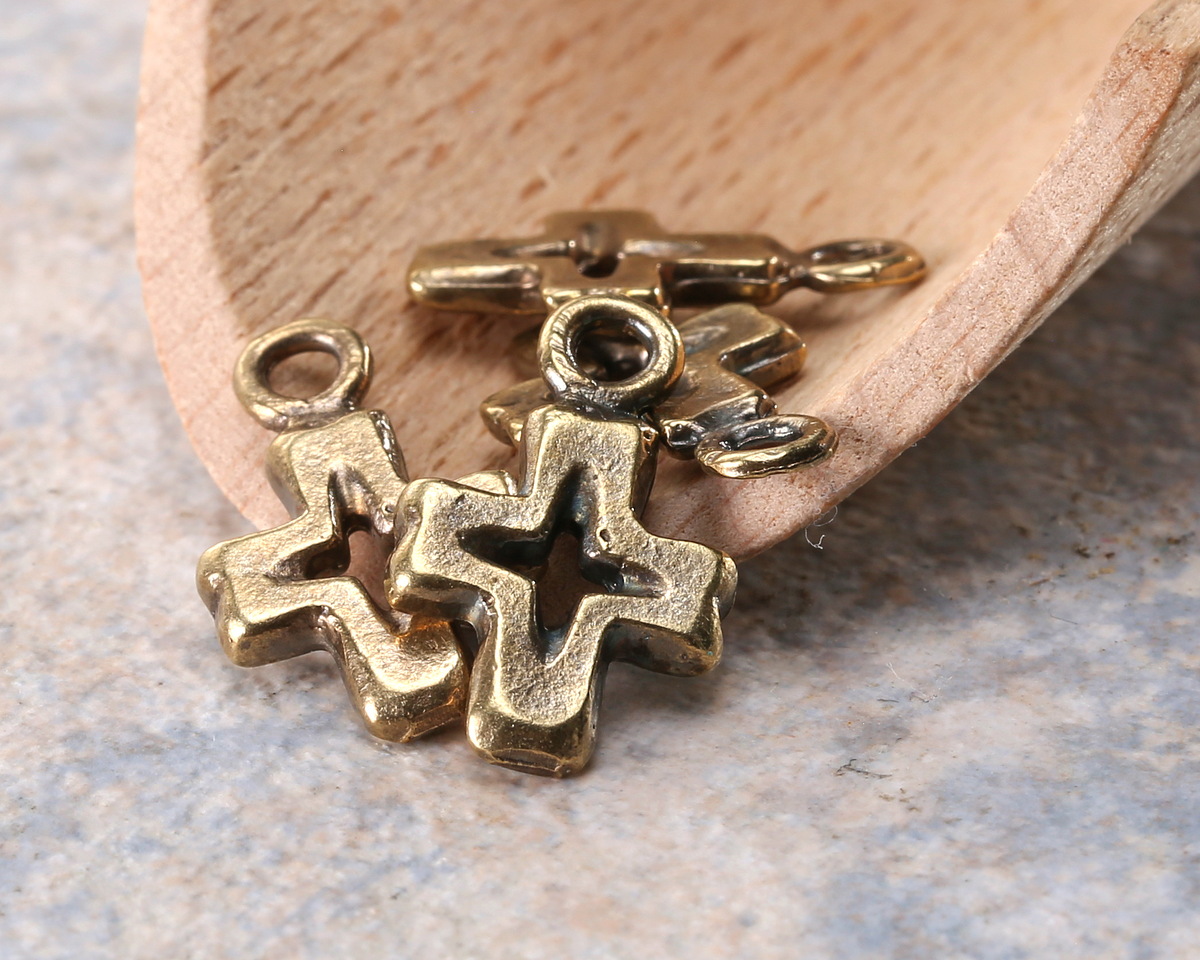 Mykonos Antique Brass (plated) Openwork Cross Focal 11x18mm
