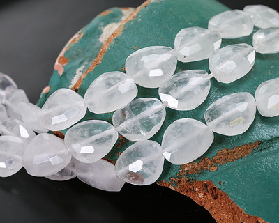 Rock Crystal Quartz Microfaceted Puff Pear 13x16mm