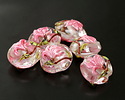 Grace Lampwork Blushing Magnolia Lentil 15x13mm