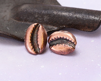 Mykonos Antique Copper (plated) Cowrie Shell Focal Bead 12x7mm