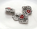 TierraCast Antique Silver (plated) Red Enamel Flower Square Button 14x15mm