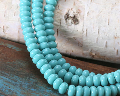 Turquoise Glass Rondelle 5x8mm