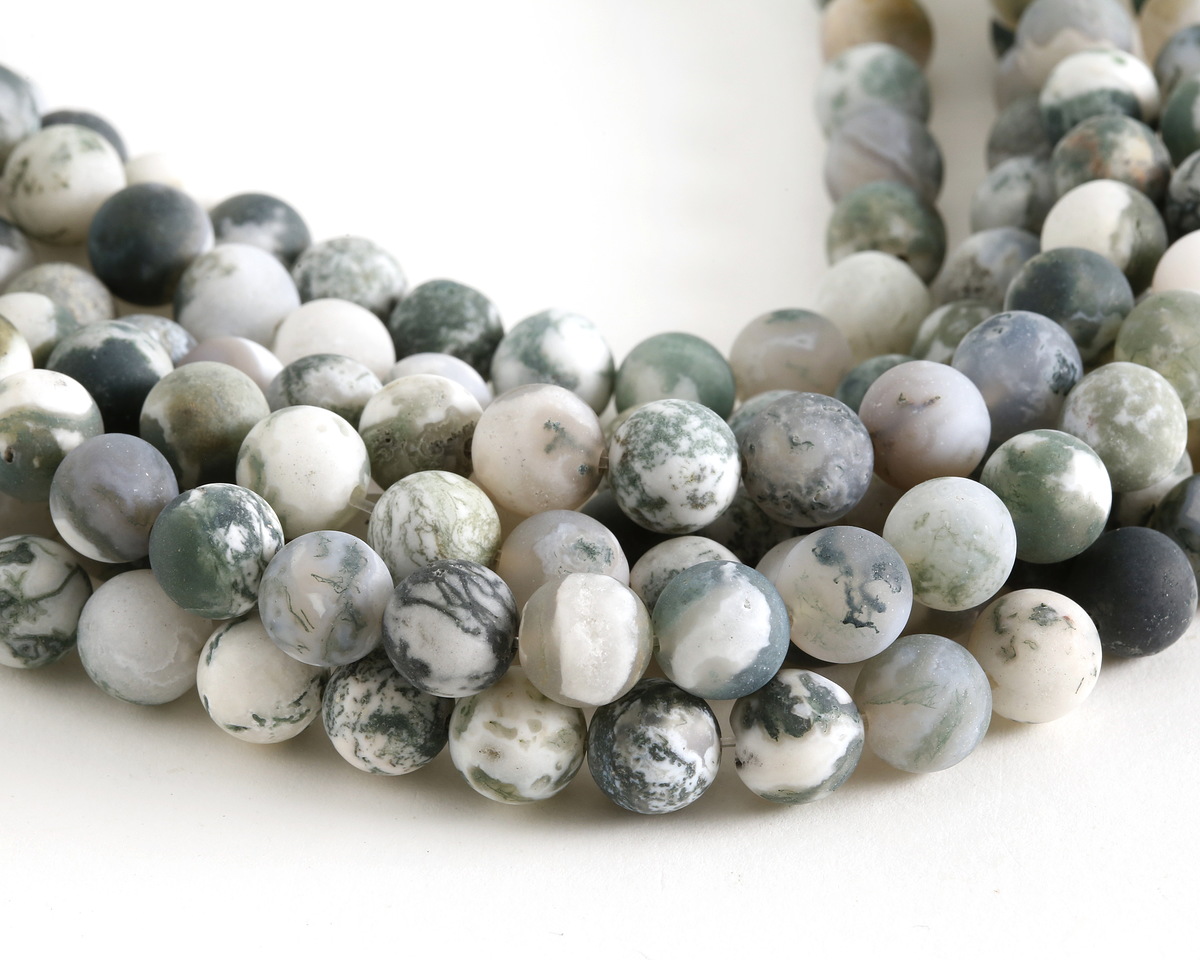 Tree Agate (A) Matte Round 10mm