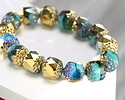 Czech Glass Aquamarine Waters w/ Gold Lantern 8mm