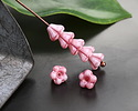 Czech Glass Strawberries & Cream w/ Metallic Pink Bellflower 5x6mm