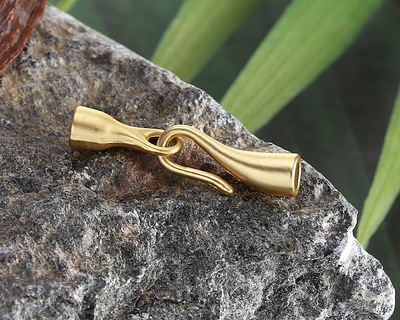 Satin Hamilton Gold (plated) Simple Hook & Eye Glue In 3mm Cord End Clasp 30x5mm