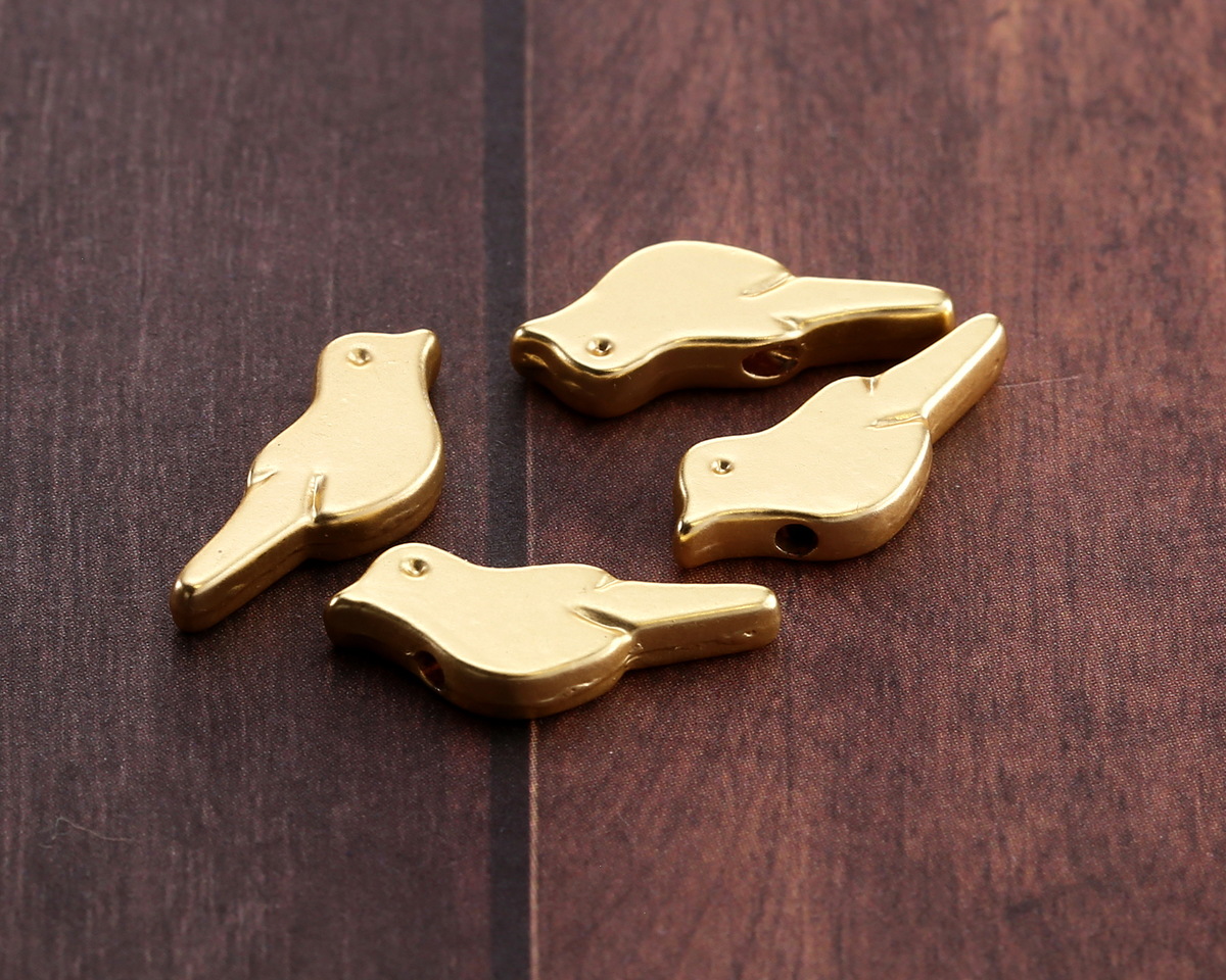 Satin Hamilton Gold (plated) Bird Bead 16x6mm