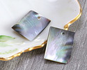 Black Lip Shell Thin Rectangle Focal 15x20mm