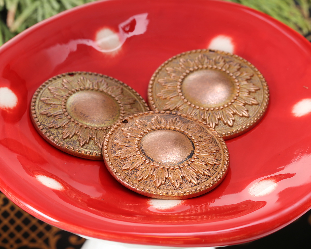 Vintaj Solid Copper Sun Medallion Focal 30mm