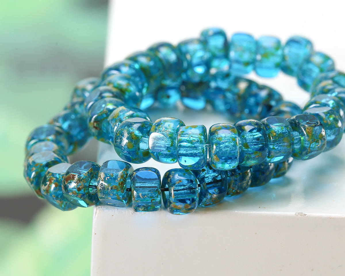 Czech Glass Matubo Matte Aquamarine w/ Rembrandt Tri-cut 2/0 Seed Bead