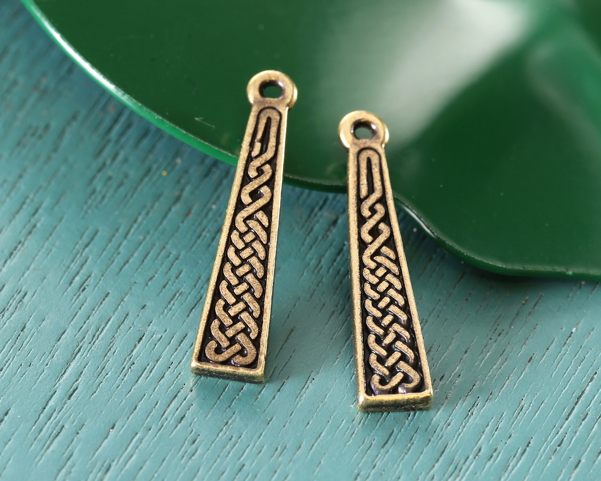 TierraCast Antique Brass (plated) Celtic Braid Charm 6x25mm