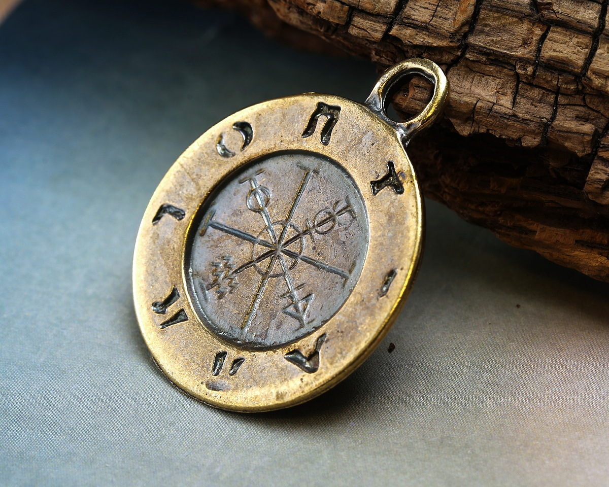 Mykonos Antique Brass (plated) Ancient Astrology Focal 35x44mm